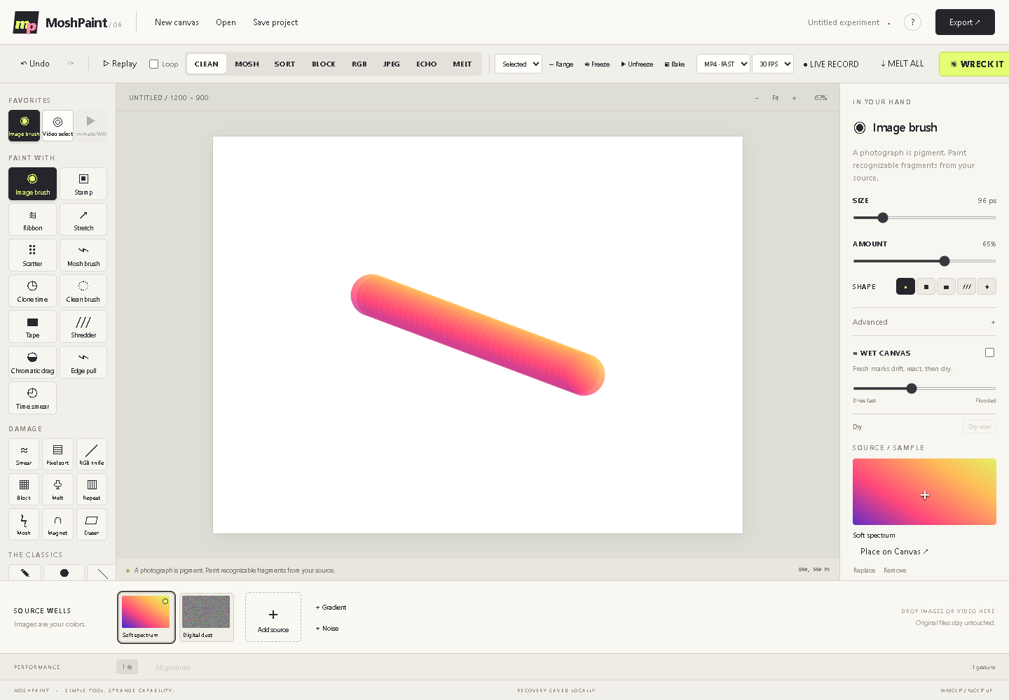 MoshPaint interface