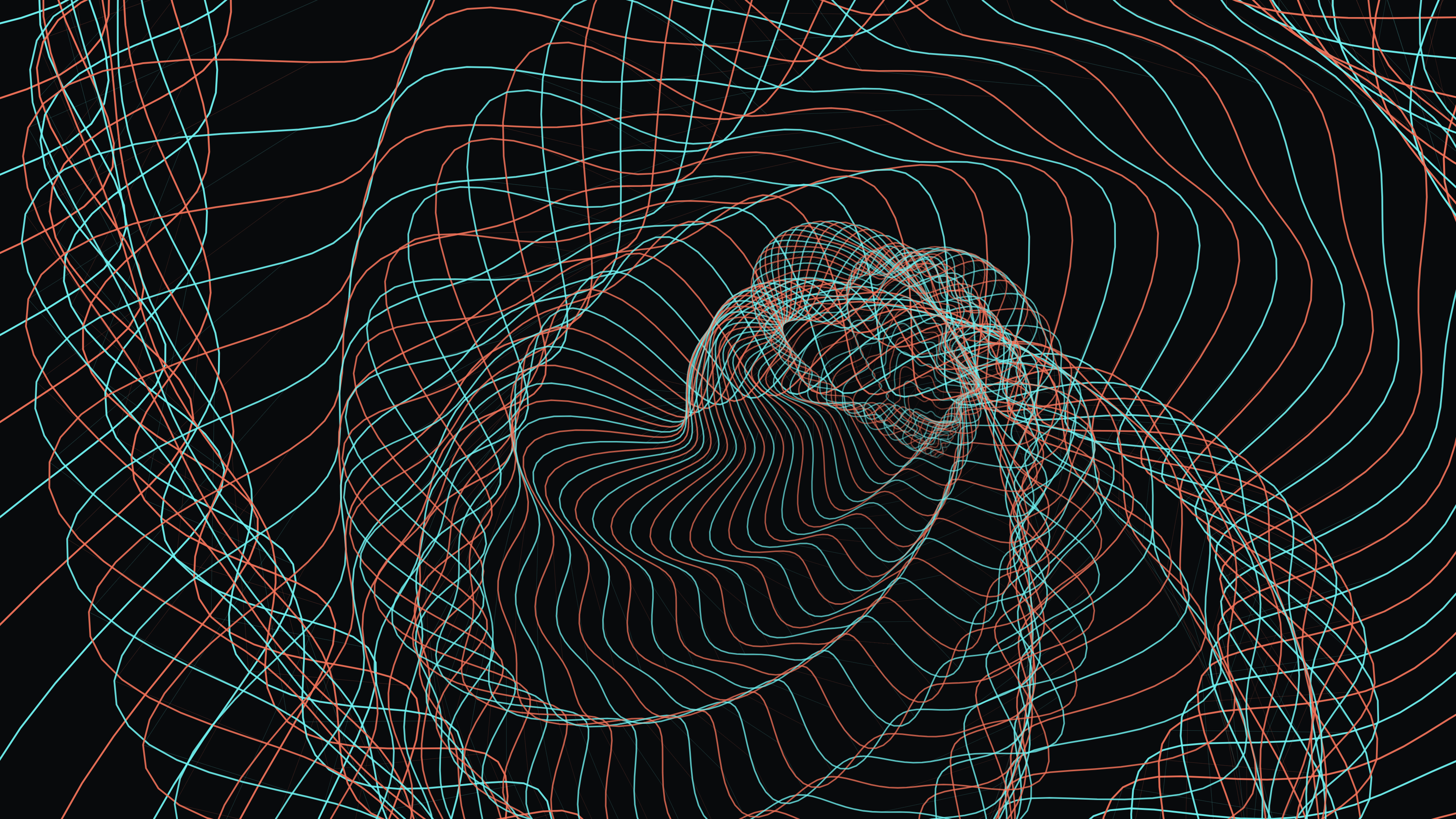 Cyan and orange TunnelField contours on black